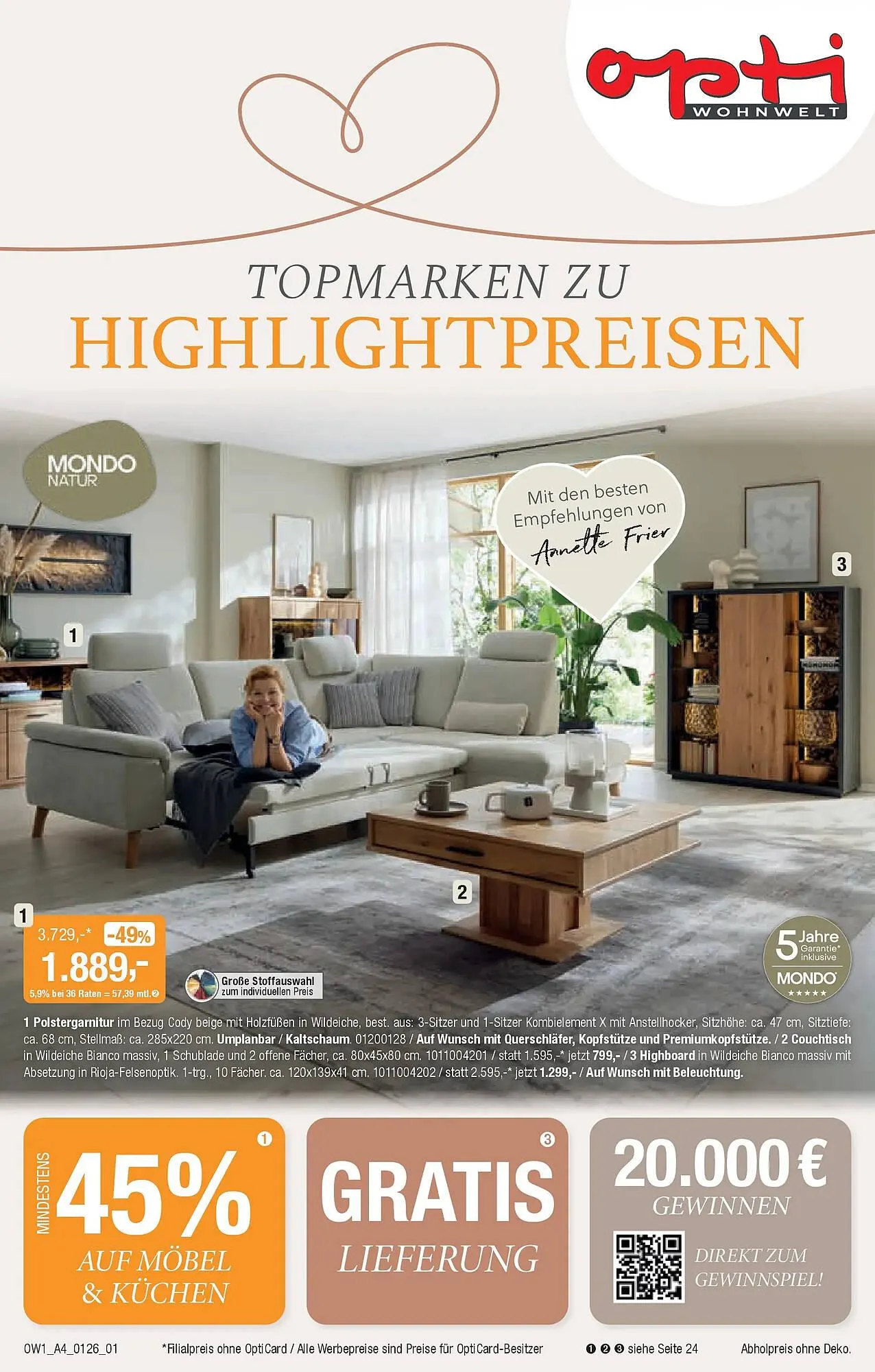 Opti Wohnwelt Prospekt von 18. Dezember bis 28. Januar 2026 - Prospekt seite 1
