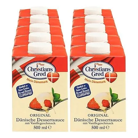 Christians Grod Dänische Dessertsauce Vanille 500 ml, 10er Pack