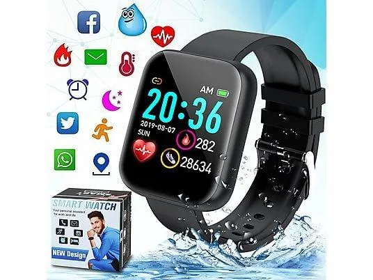 NEVEANCE 8 Sportmodi und 1,3-Zoll-HD-Touchscreen Smartwatch Kieselgel, Schwarz