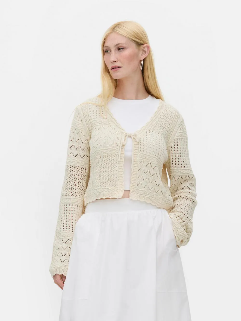 Häkelcardigan zum Binden