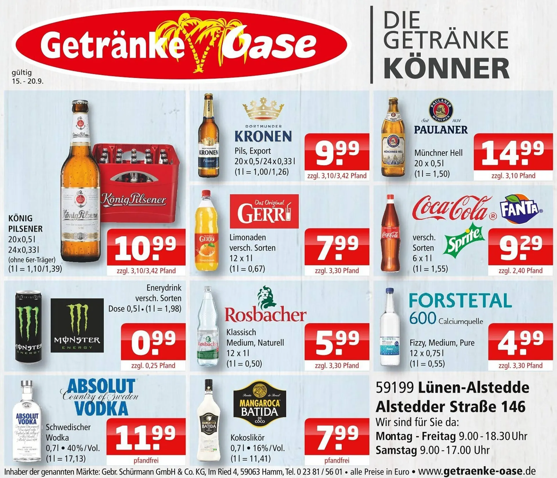 Getränke Oase Prospekt von 15. September bis 20. September 2025 - Prospekt seite 1