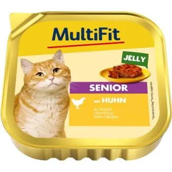 MultiFit Nassfutter Katze Senior, in Gelee, Huhn 16x100 g