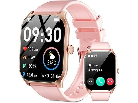 SYTIFRO ZL77J Smartwatch Metallabdeckung Silikon, 250 mm, Rosa/ Schwarz