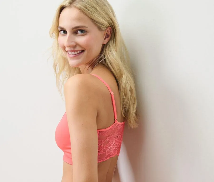 Seamless-Bustier mit Spitze, papaya