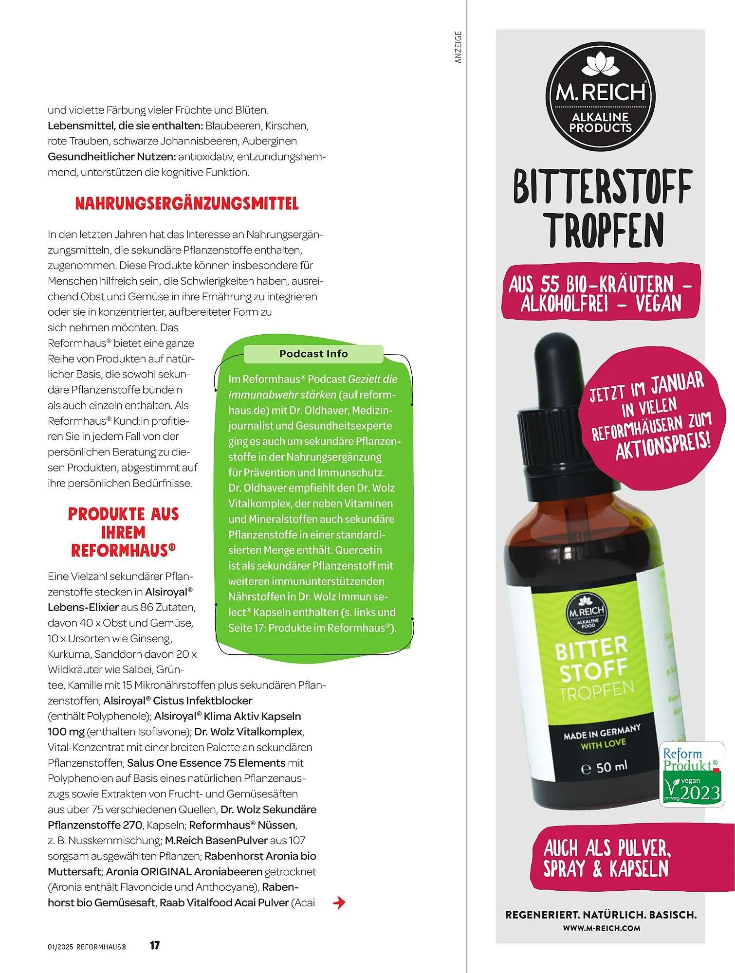 Reformhaus Prospekt von 1. Januar bis 31. Januar 2025 - Prospekt seite 17