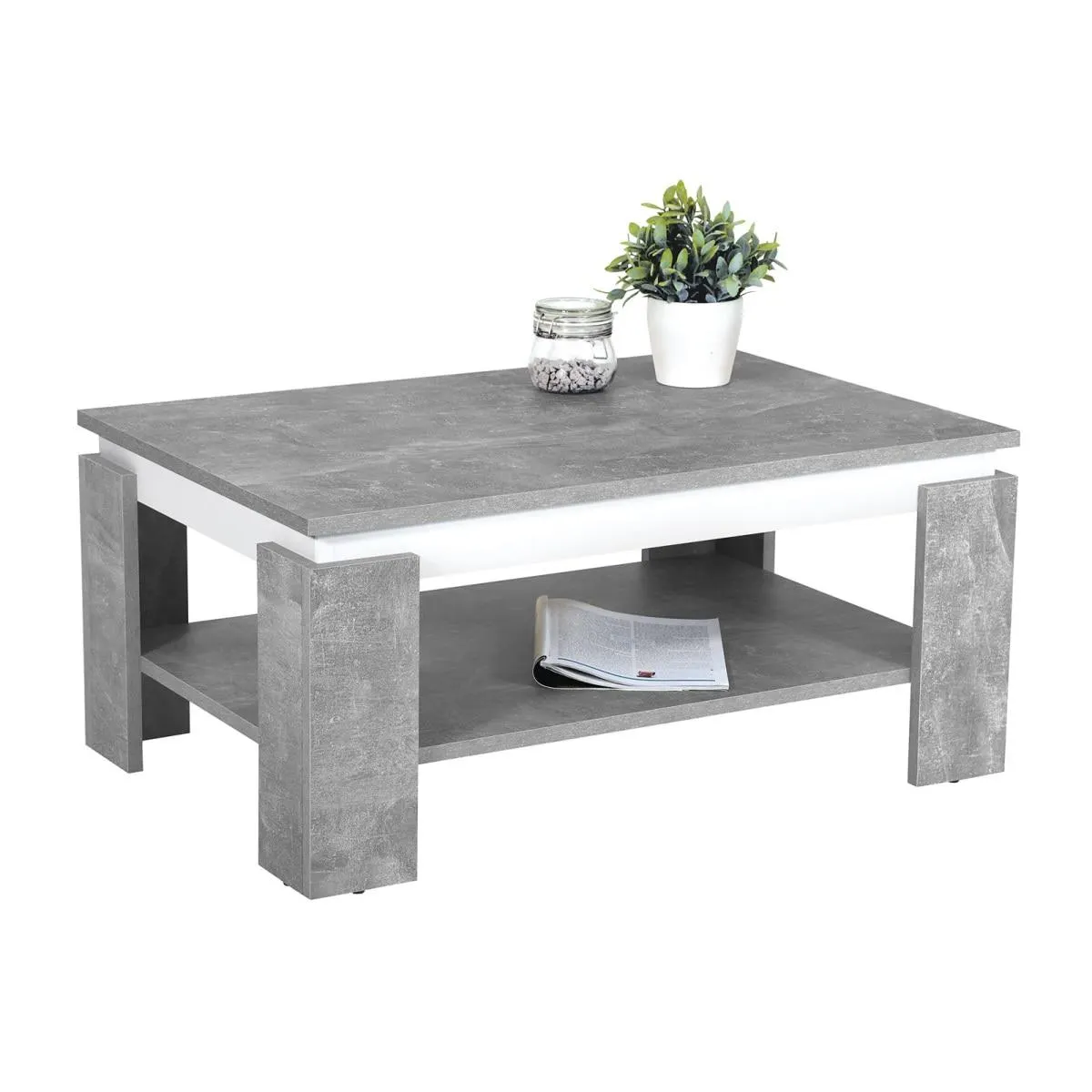 Couchtisch TIM II 90 x 60 cm Betonoptik /weiß