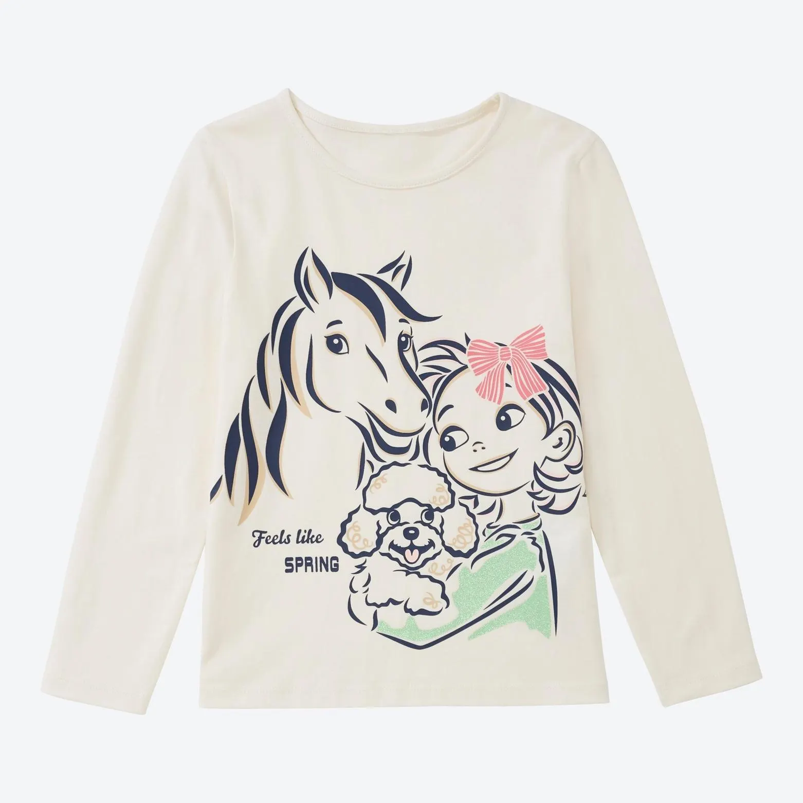 Kinder-Mädchen-Langarmshirt mit Frontaufdruck