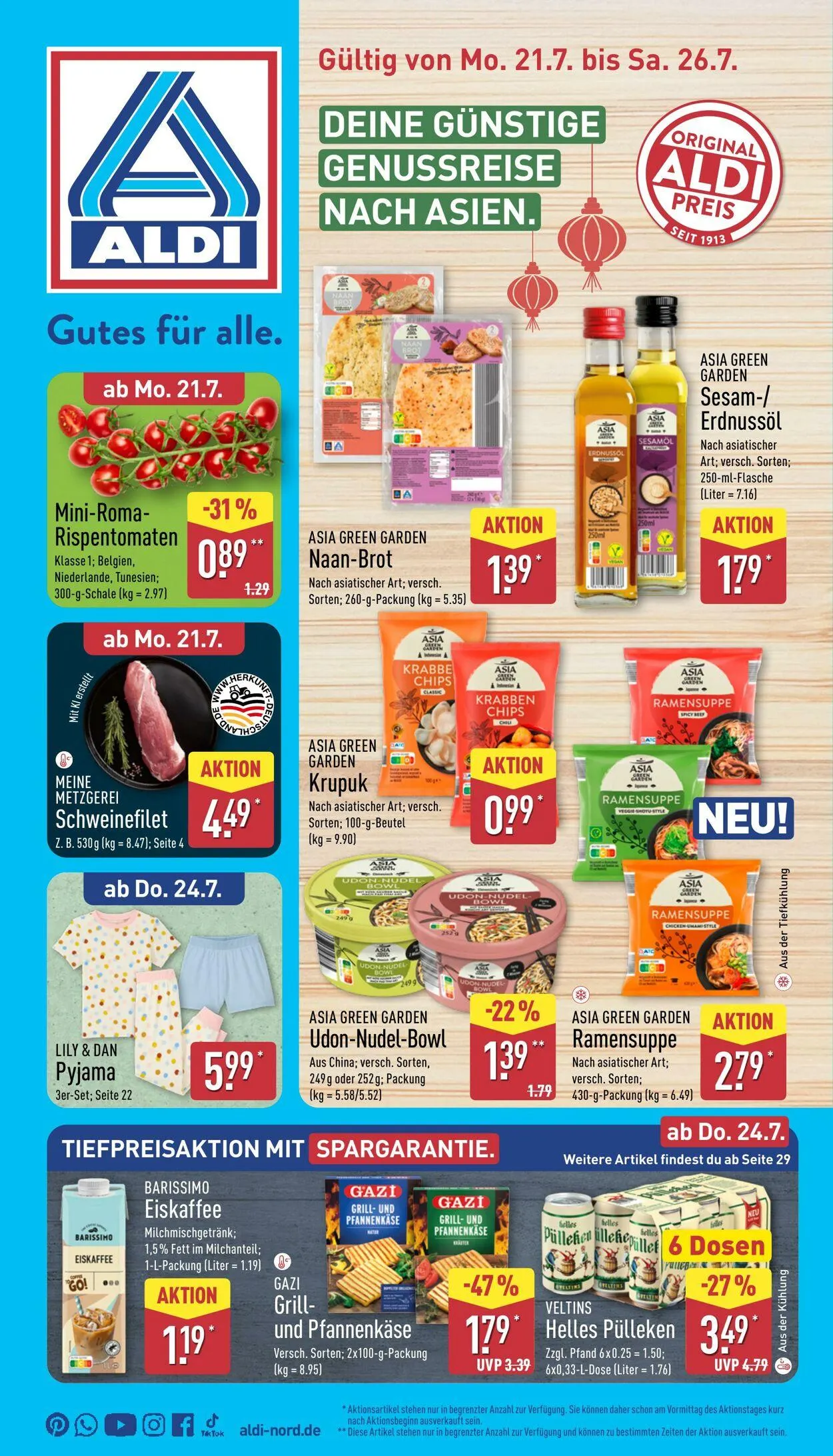 Aldi-Nord von 21. Juli bis 26. Juli 2025 - Prospekt seite 1