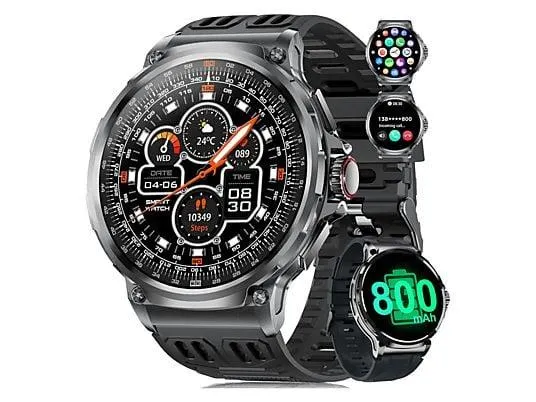 S&T-DESIGN SMRTX185 Smartwatch Edelstahl Edelstahl-Milanaise-Armband (gewebtes Metallband), 240 mm, Schwarz