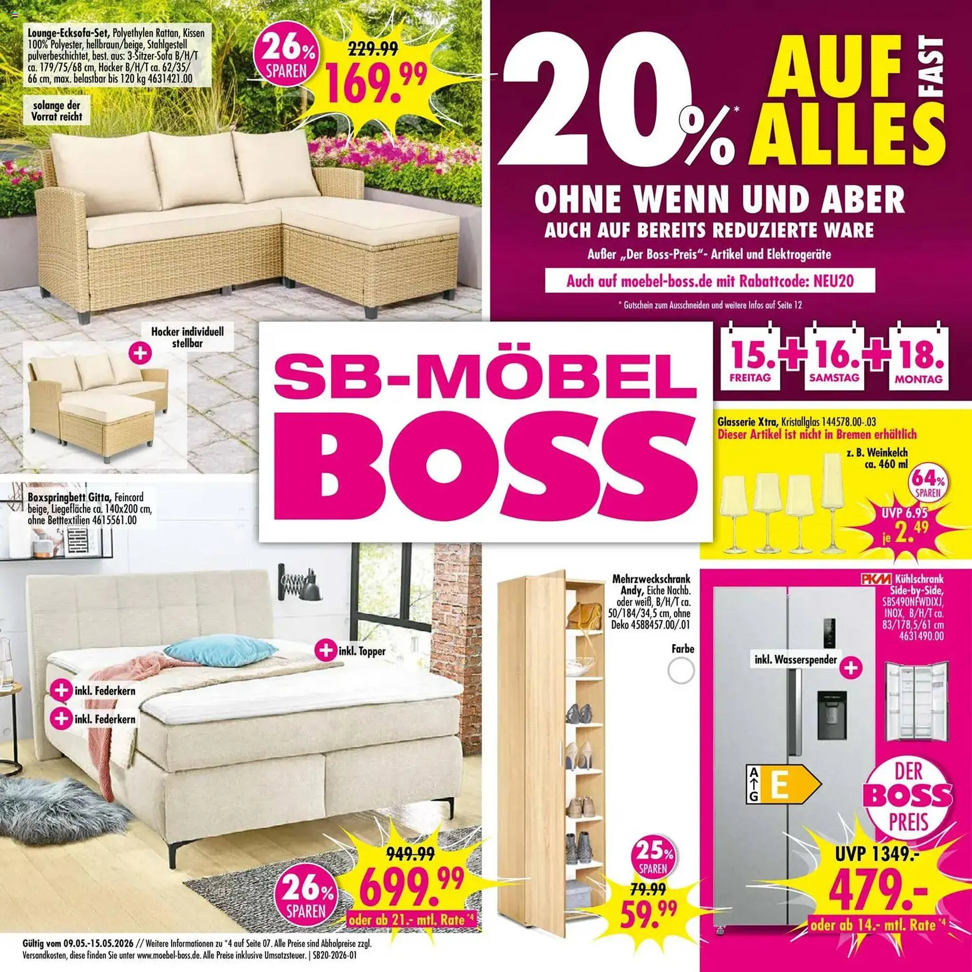 Möbel Boss Prospekt von 9. Mai bis 15. Mai 2026 - Prospekt seite 1