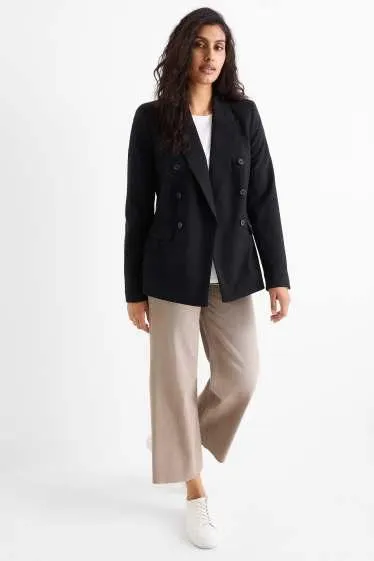 Cropped wide leg jeans - mid-rise waist