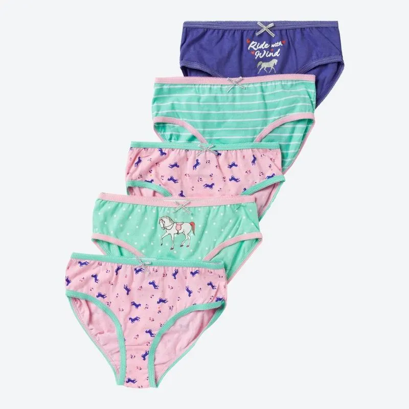 Kinder-Mädchen-Slip mit verschiedenen Designs, 5er-Pack