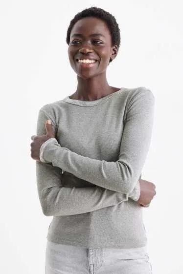 Long sleeve top - slim fit - ribbed