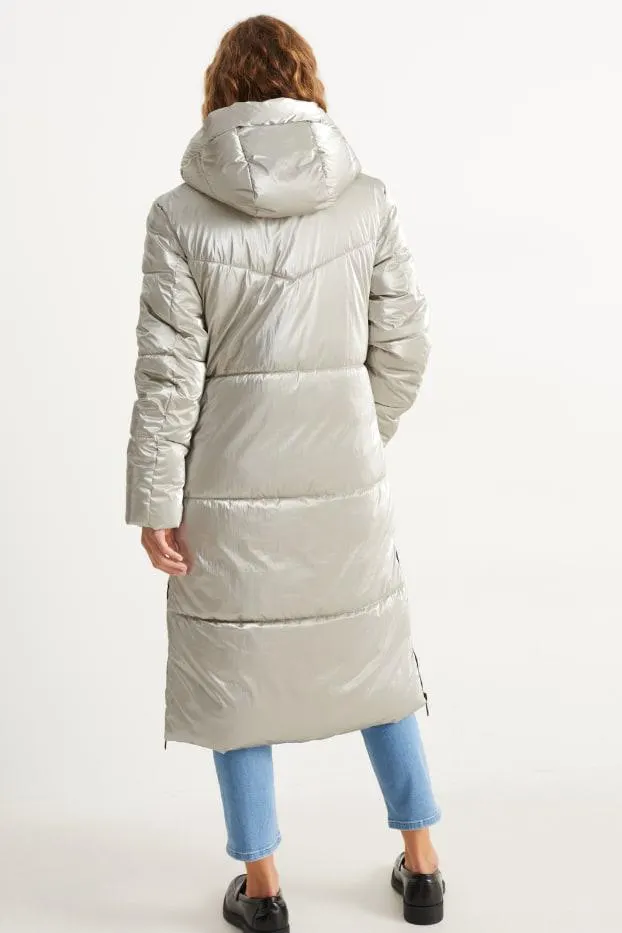 Quilted coat with hood