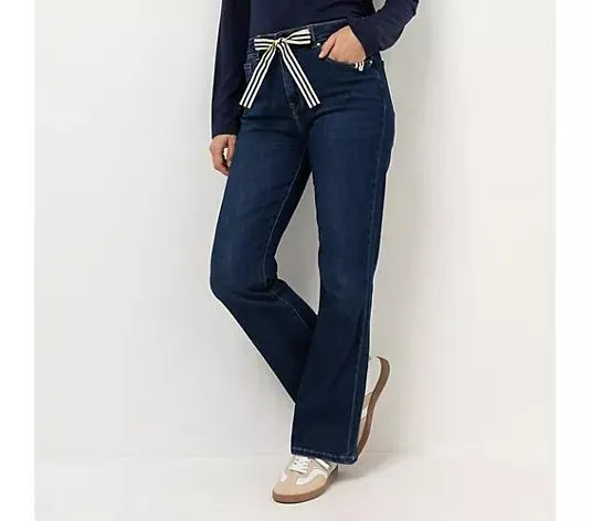 STRANDFEIN Jeanshose lange Form Logo-Applikation weites Bein