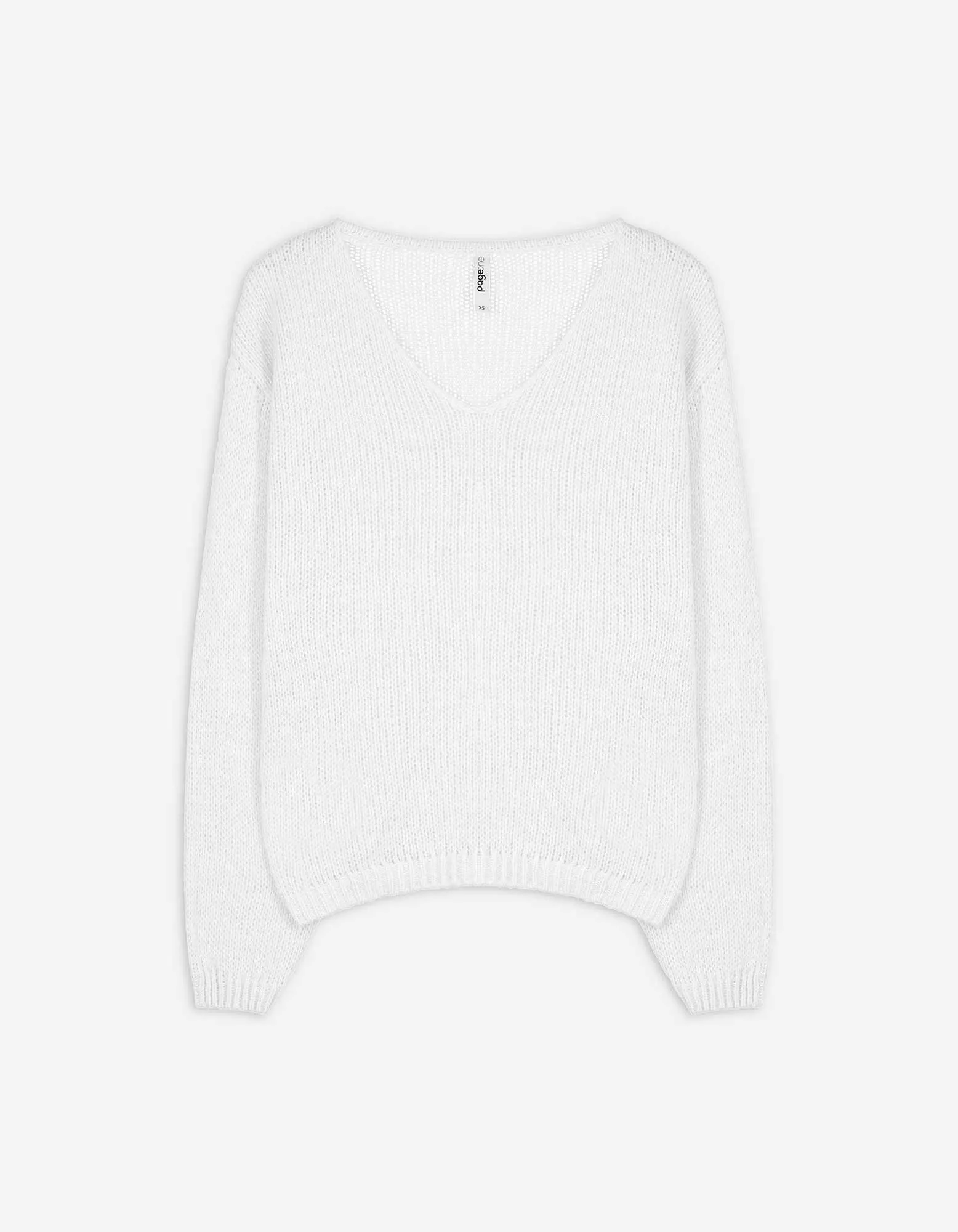 Strickpullover - V-Ausschnitt - weiß