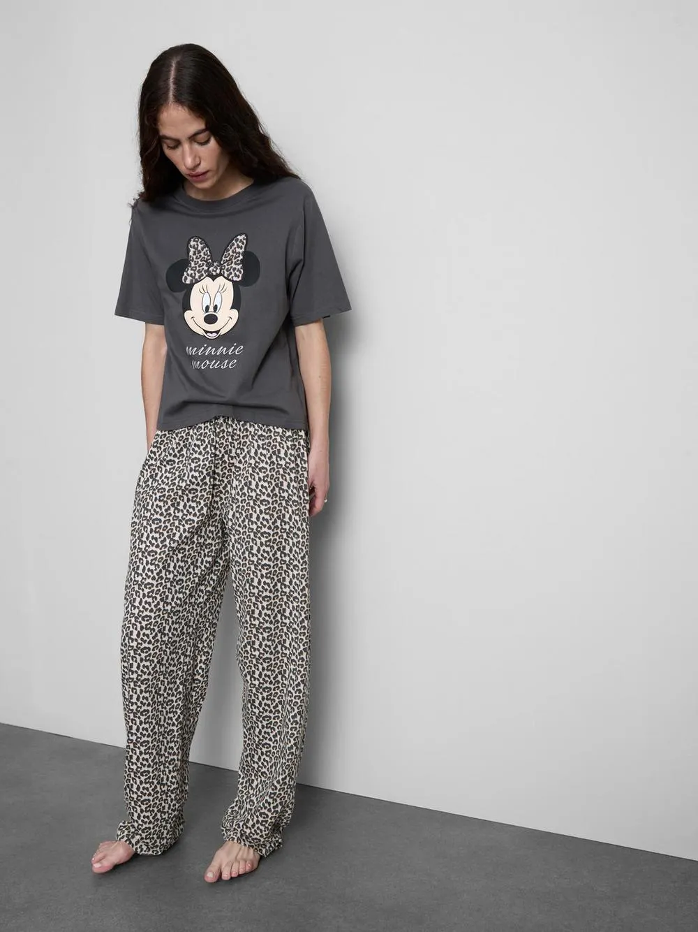 „Disney Minnie Maus“ Baumwoll-Schlafanzug mit Leopardenmuster