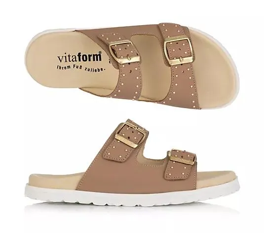 VITAFORM Damen- Pantolette Nappaleder Nieten Tieffußbett