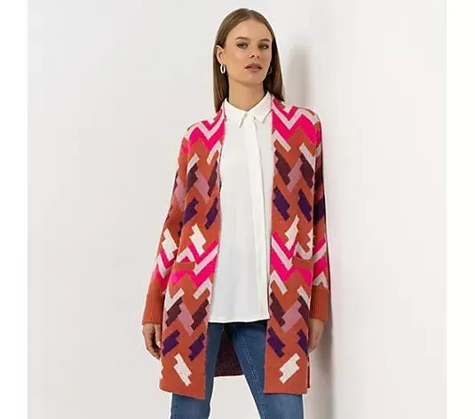 STEFFEN SCHRAUT Strickjacke offene Front Jacquard-Strick figurumspielend