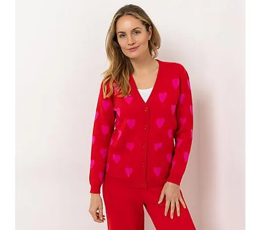 ANNI FOR FRIENDS Cardigan, Amore aufgesetzte Taschen Herz-Muster figurumspielend