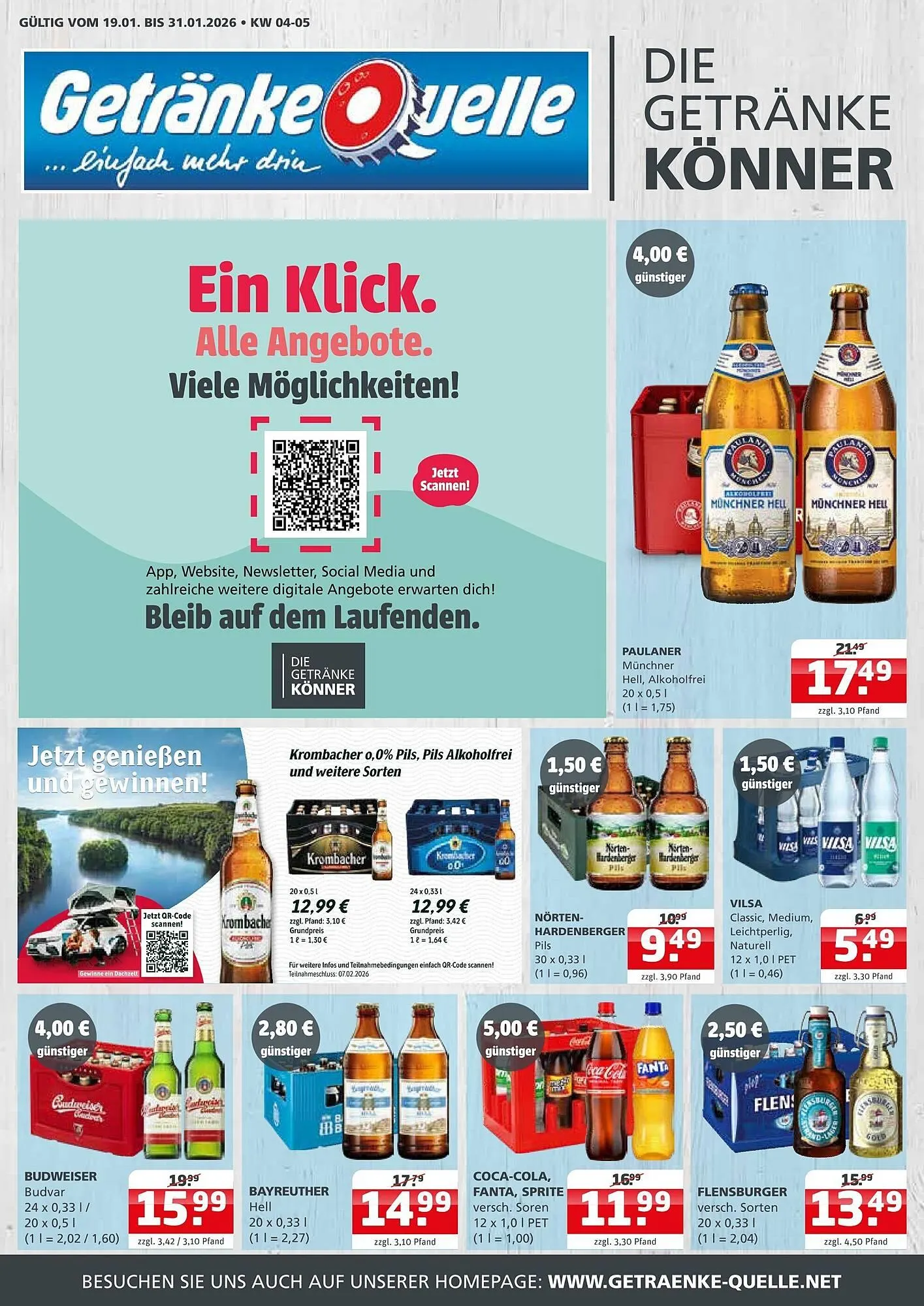 Getränke Quelle Prospekt von 19. Januar bis 31. Januar 2026 - Prospekt seite 1