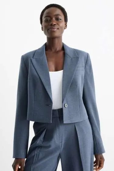 Cropped blazer - regular fit - textured