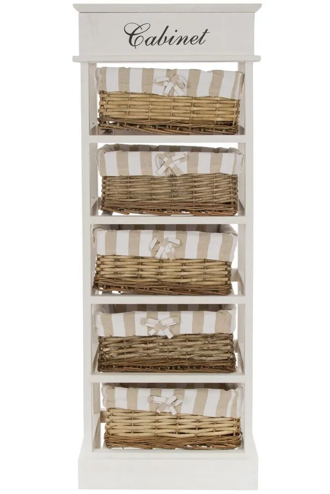 My Flair Kommode "Joana", mit fünf Körben/ eine Klappe, weiß/ beige/schwarz