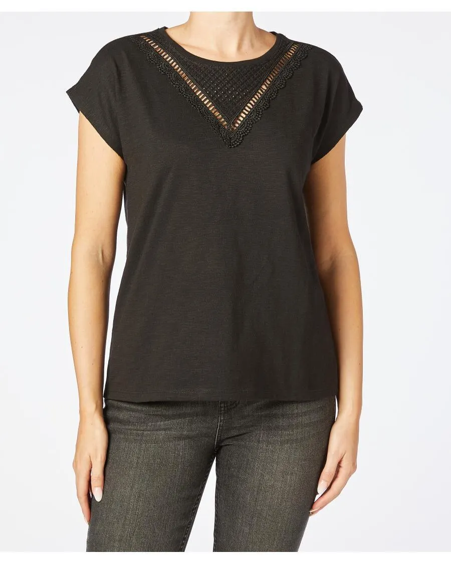 T-Shirt mit Spitzeneinsatz