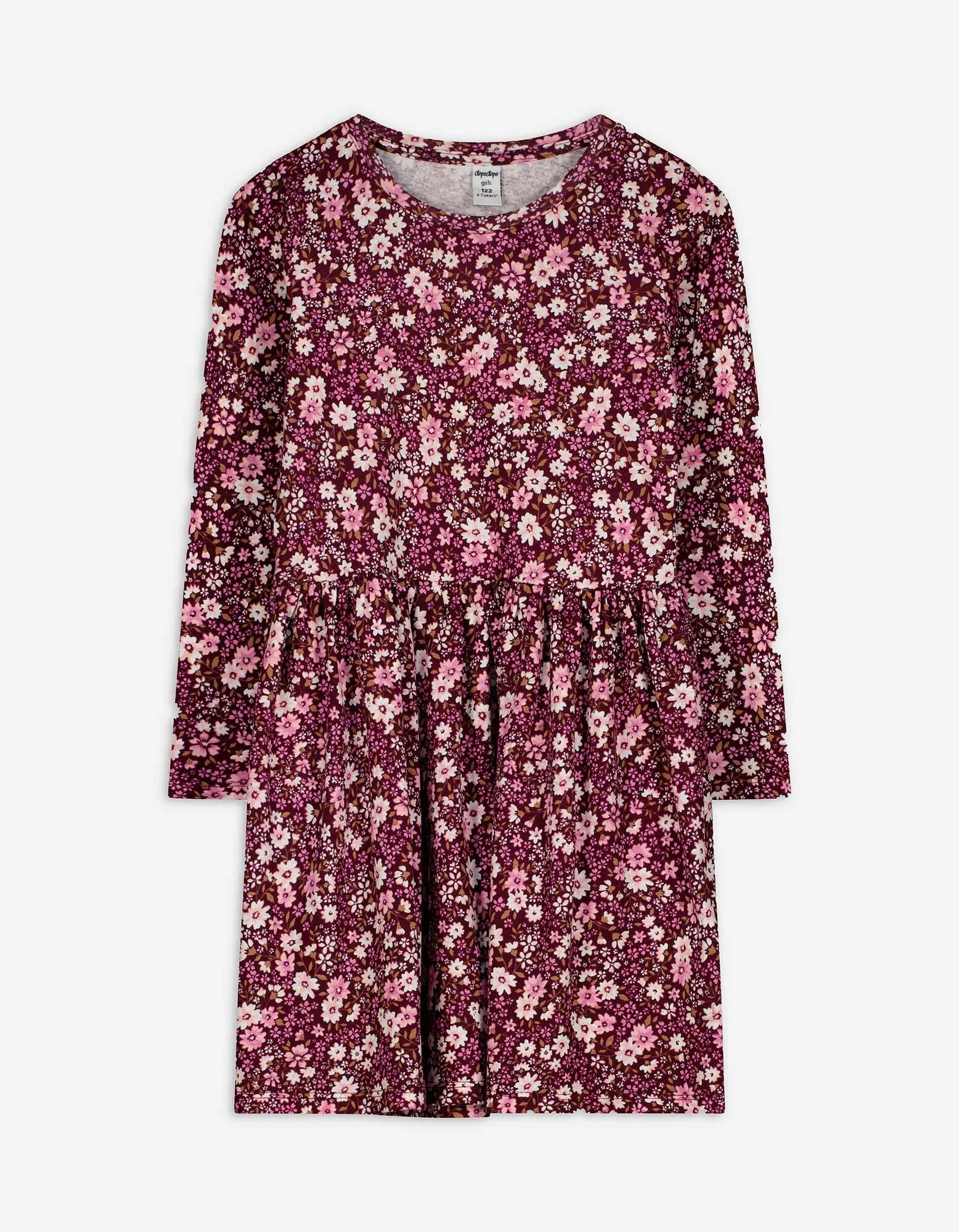 Kleid - Allover-Print - dunkelrot