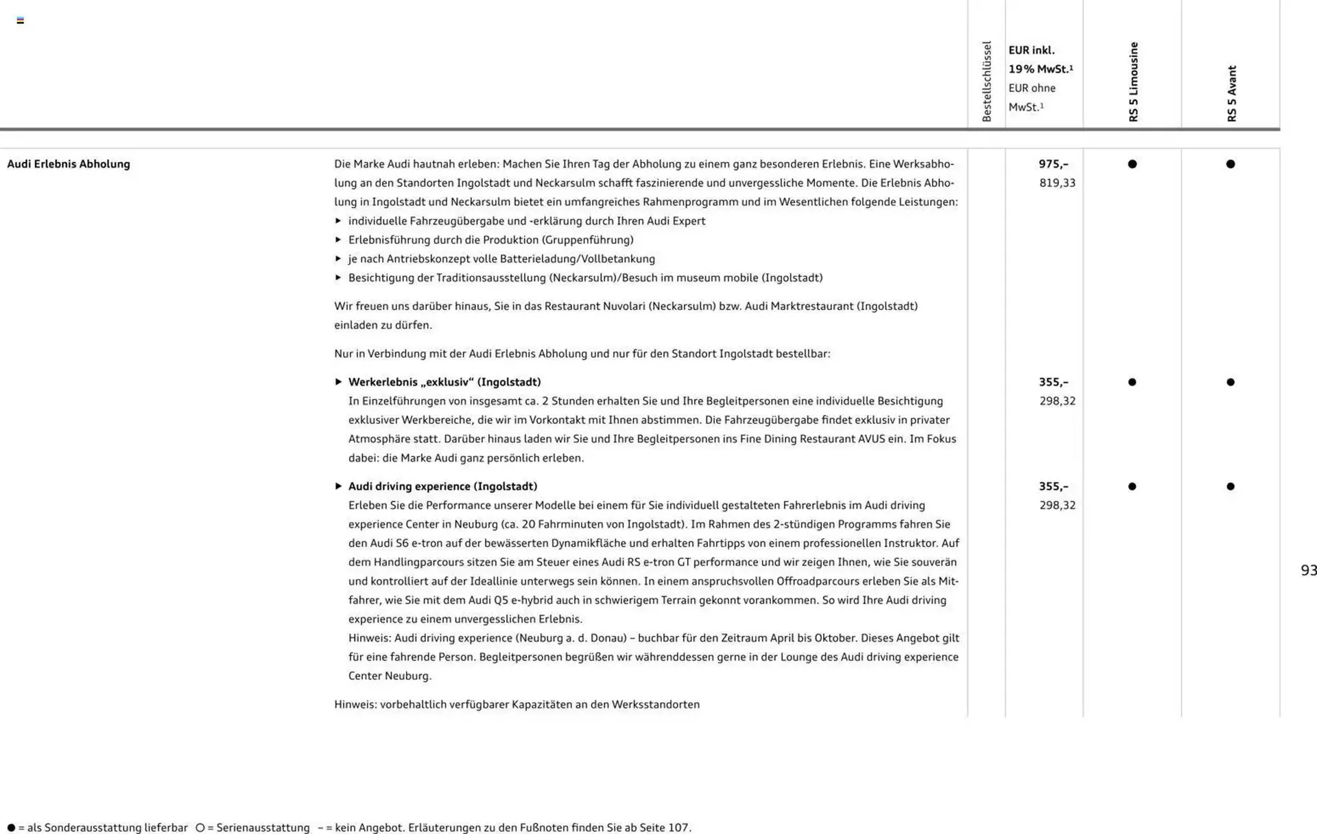 Audi Prospekt von 1. April bis 1. April 2027 - Prospekt seite 93