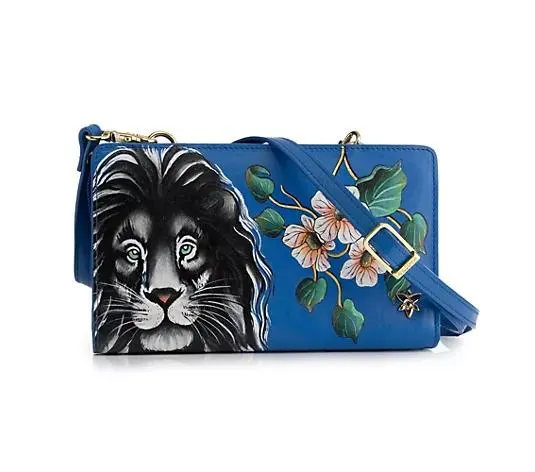 ANUSCHKA® Geldbörse echt Leder Crossbody handbemalt