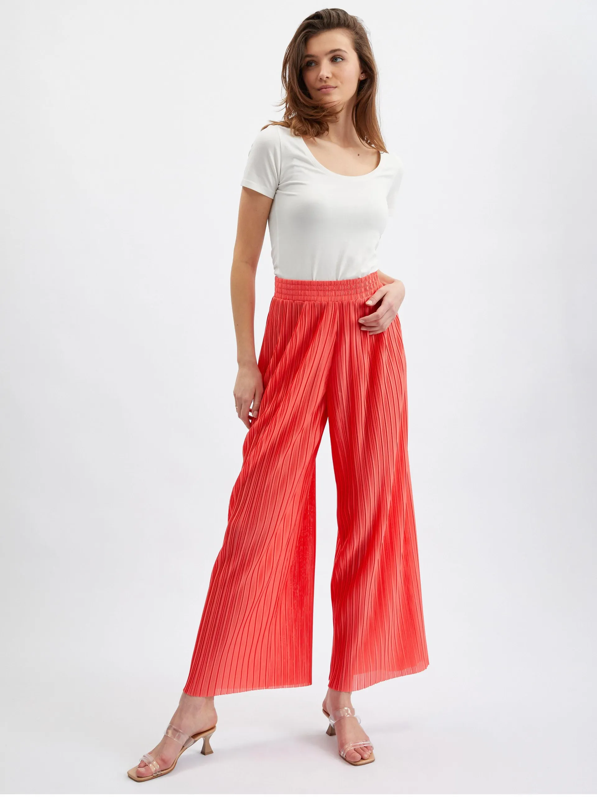 Rote Damen-Hose mit weitem Bein ORSAY