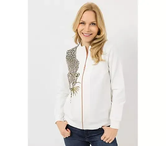 DINE 'N' DANCE Sweatjacke, 1/1-Arm Reißverschluss platzierter Druck figurumspielend