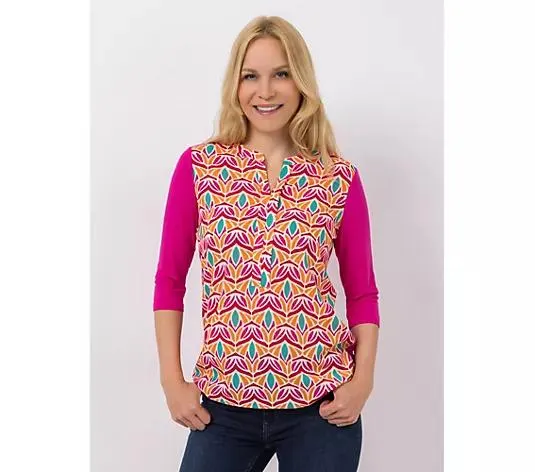 ANNI FOR FRIENDS Blusenshirt Abby 3/4-Arm Materialmix figurumspielend