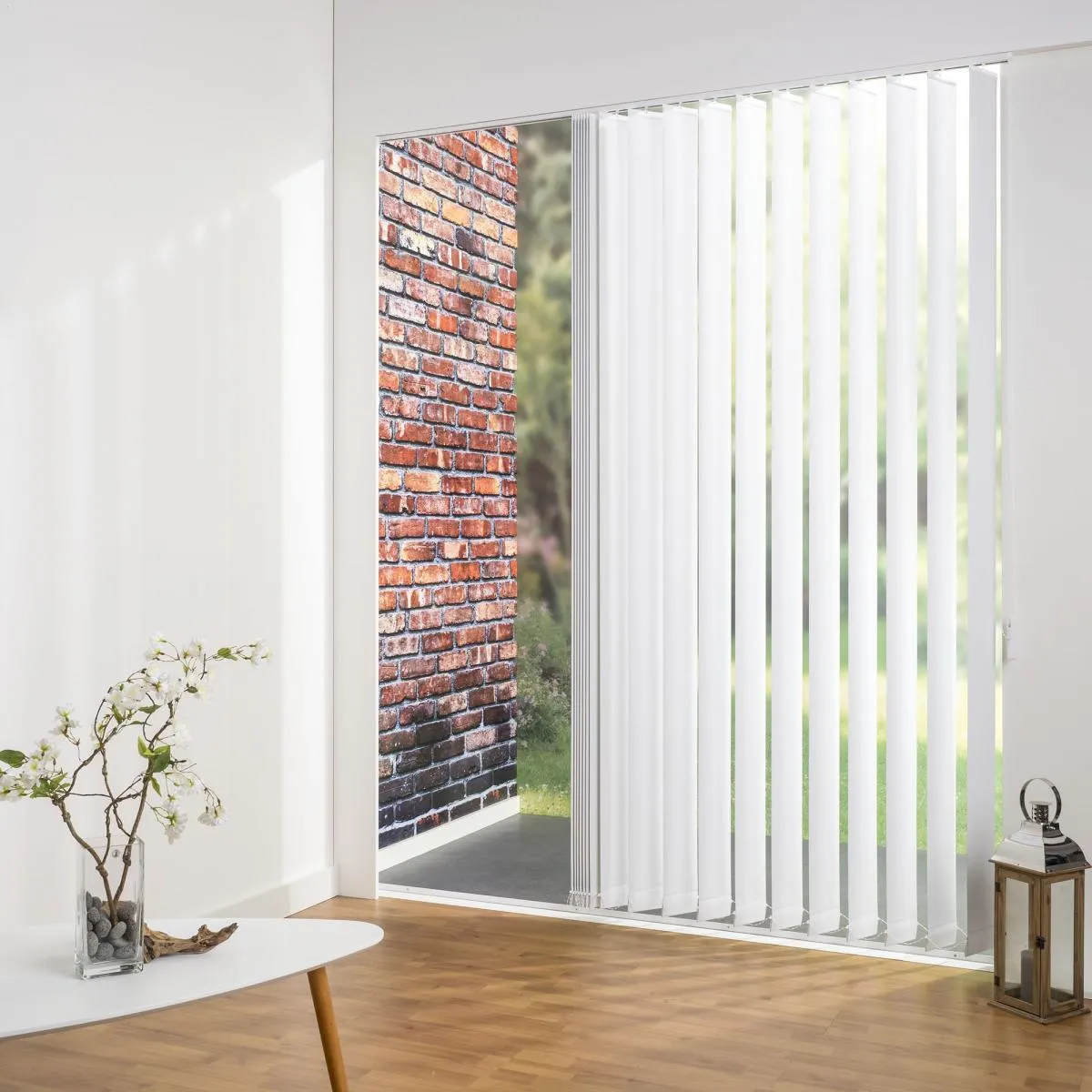 Vertikalanlage Maß, 127 mm Lamelle, 180 x 180 cm, weiß