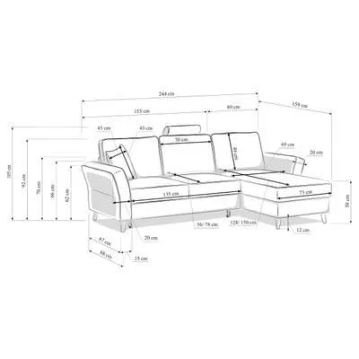 Ecksofa Maobo mit Schlaffunktion