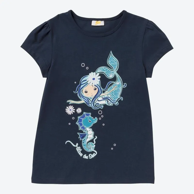 Kinder-Mädchen-T-Shirt mit Meerjungfrauen-Aufdruck