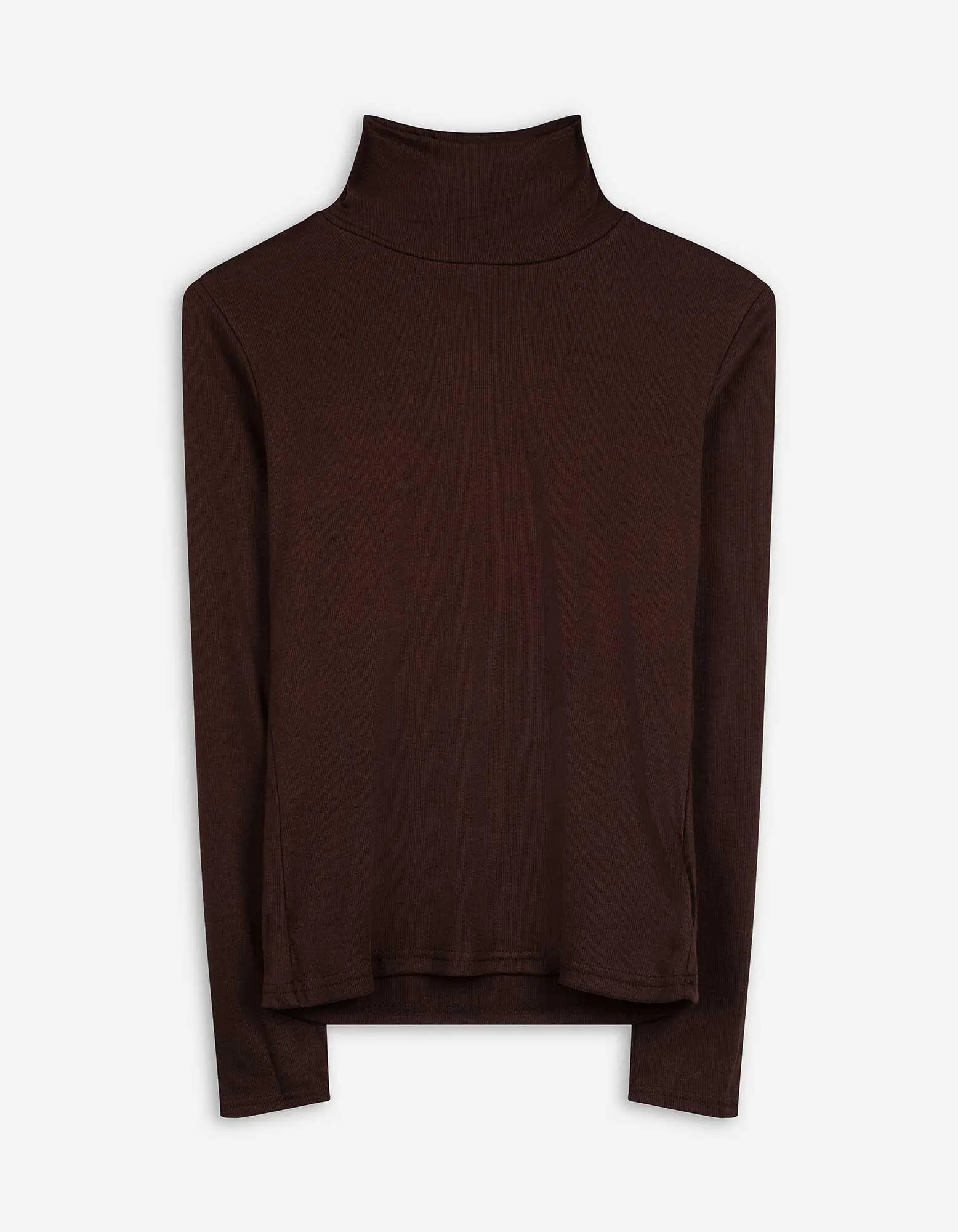 Langarmshirt - Rollkragen - dunkelbraun
