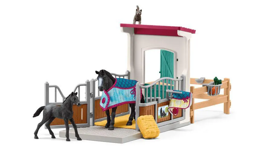 Schleich 42611 - Horse Club - Pferdebox mit Stute und Fohlen