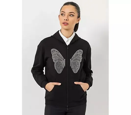 STEFFEN SCHRAUT Sweatshirt mit Reißverschluss Strass-Details figurumspielend