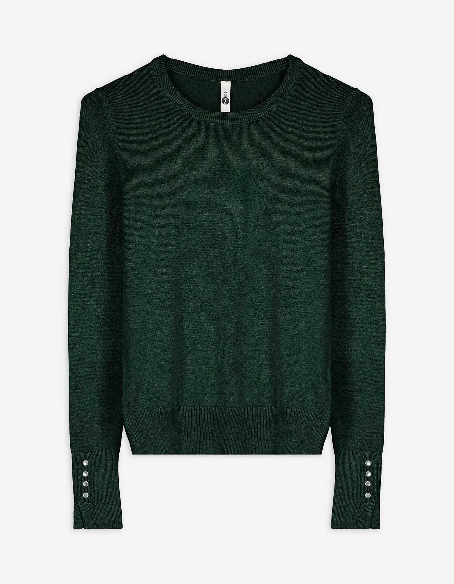 Strickpullover - Zierknöpfe - grün