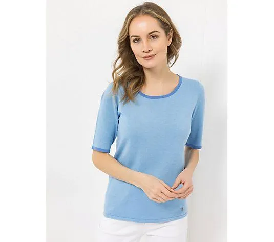 STRANDFEIN Pullover, 1/2-Arm Rundhalsausschnitt Kontrastkanten figurumspielend