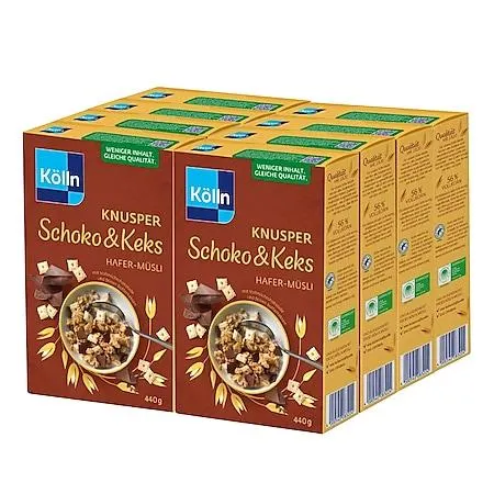 Kölln Knusper Schoko & Keks Müsli 440 g, 8er Pack