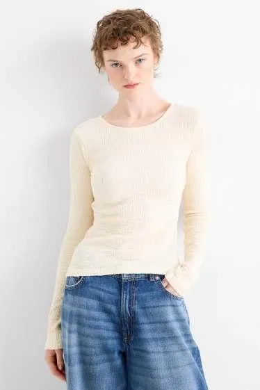 Long sleeve top - slim fit - texture