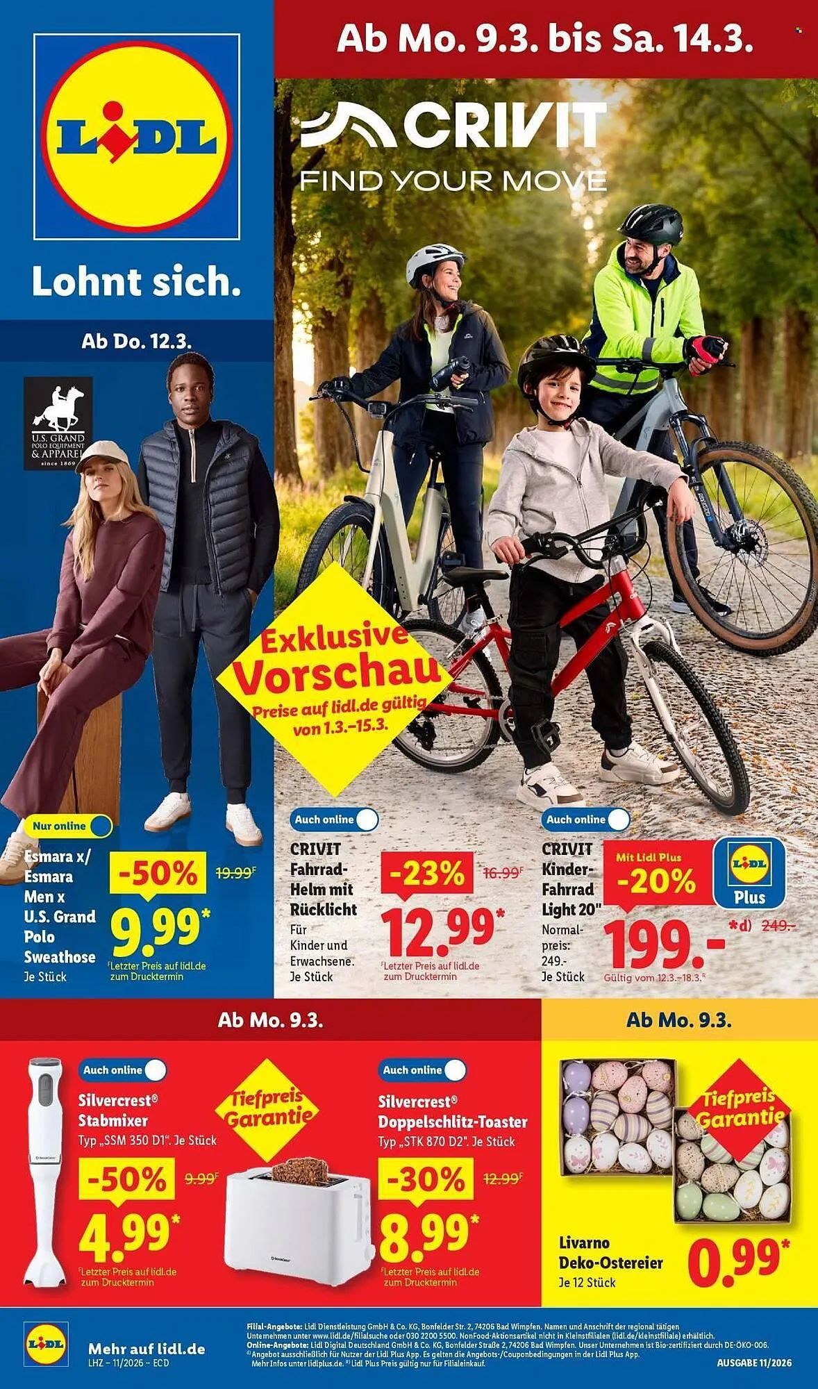 Lidl Prospekt von 9. März bis 14. März 2026 - Prospekt seite 1