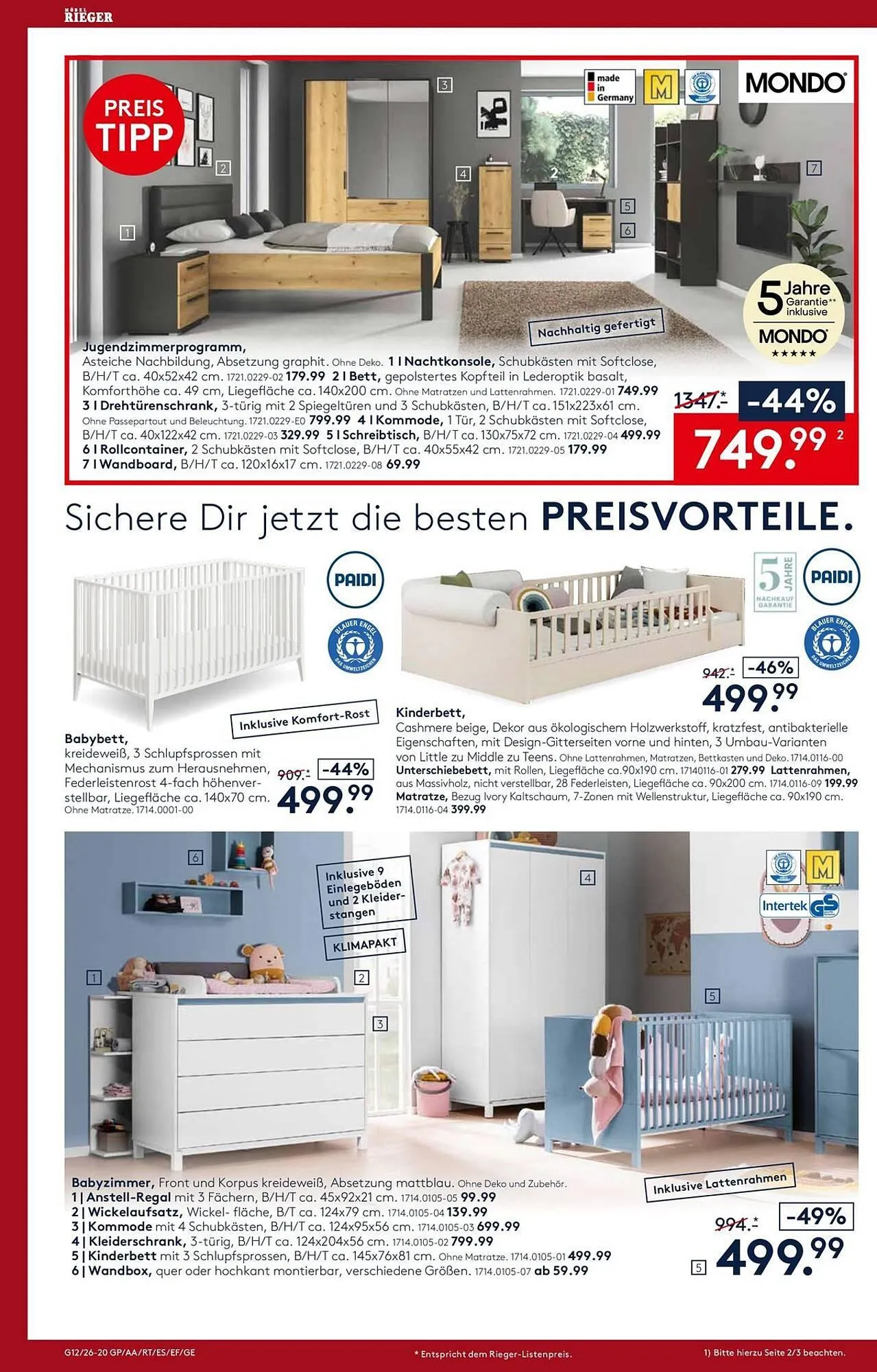 Möbel Rieger Prospekt von 26. März bis 9. April 2026 - Prospekt seite 20