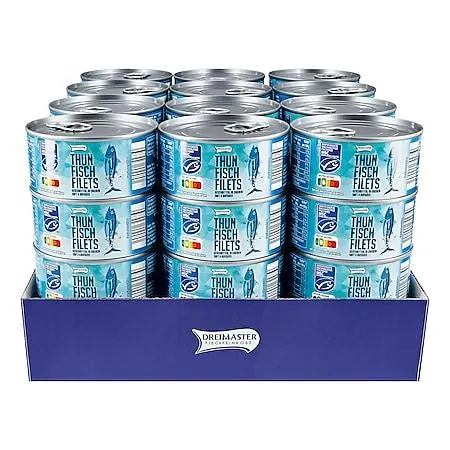Dreimaster Thunfischfilet in eigenem Saft 150 g Abtropfgewicht, 48er Pack