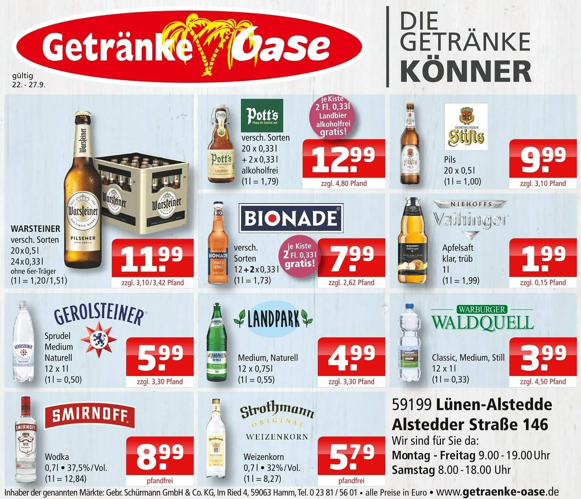 Getränke Oase Prospekt von 22. September bis 27. September 2025 - Prospekt seite 1