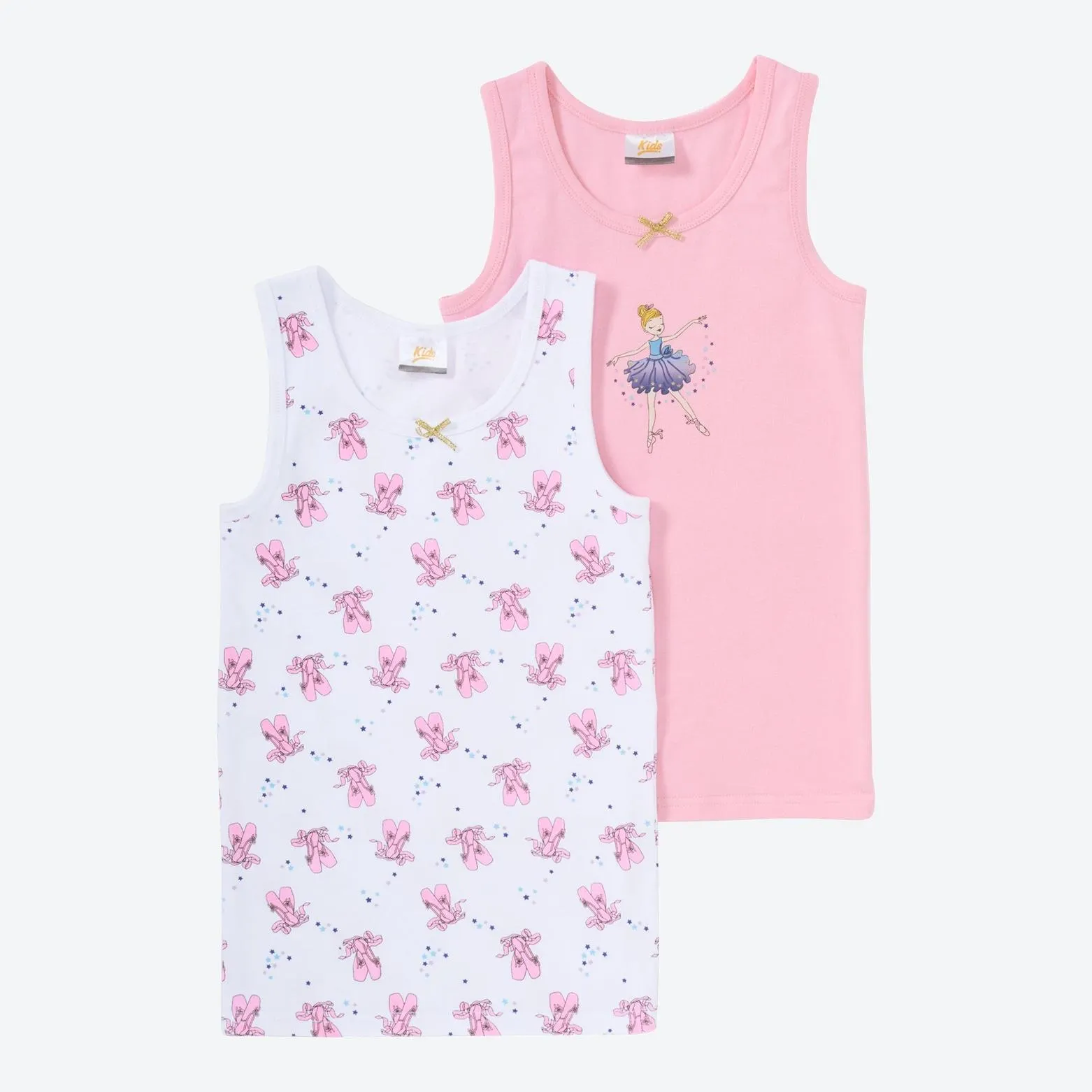 Kinder-Mädchen-Unterhemd mit hohem Baumwollanteil, 2er-Pack