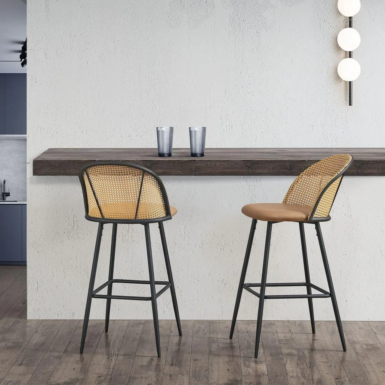 Barhocker Gausdal 2er Set Braun / Schwarz